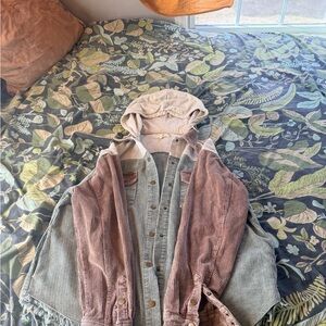 Gilded Intent Corduroy and Denim Hooded Jacket